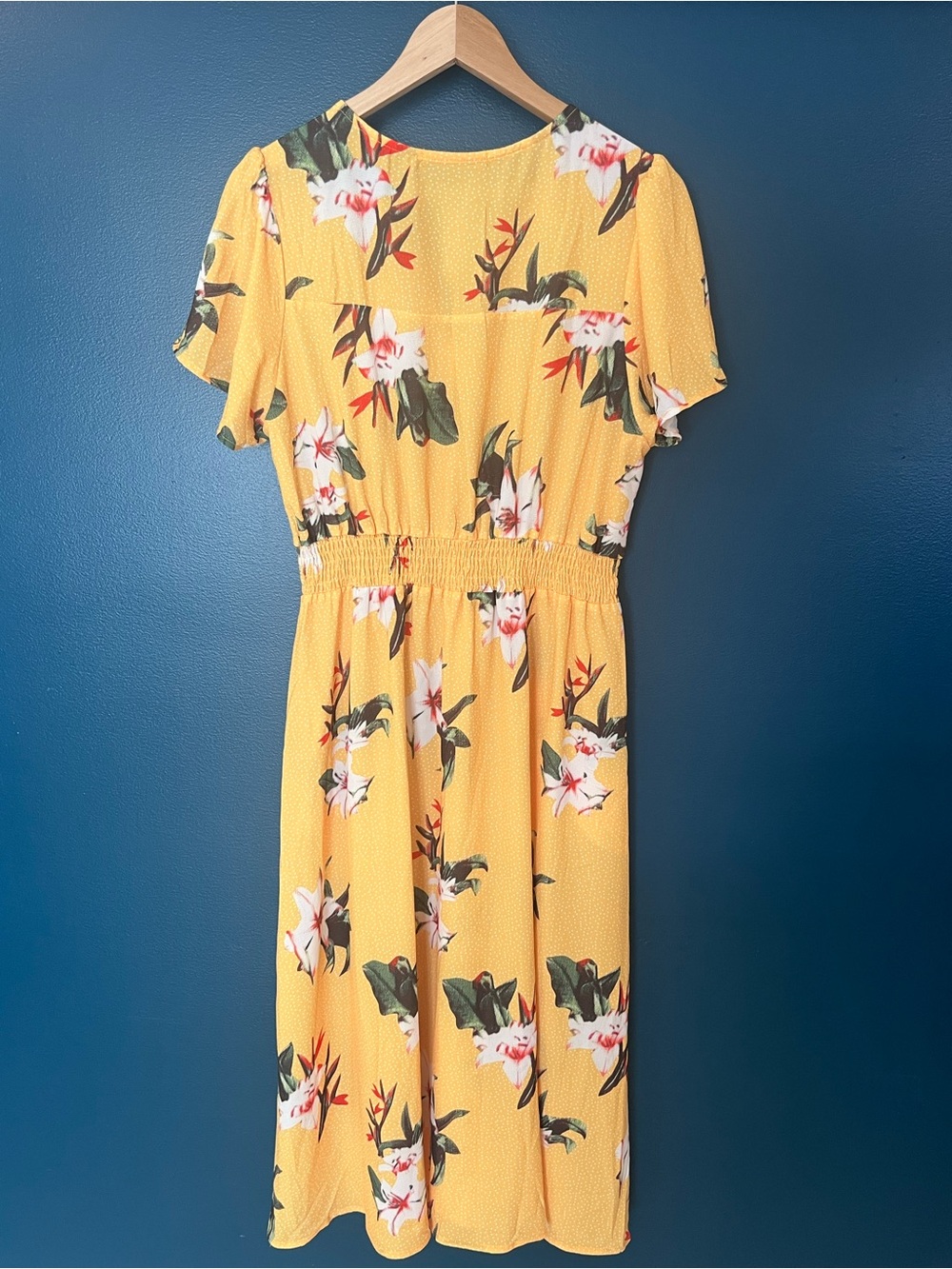 Sunny Yellow Floral Button Front Midi/Maxi Dress 🌼 Boho Cottagecore Summer - Picture 4 of 9